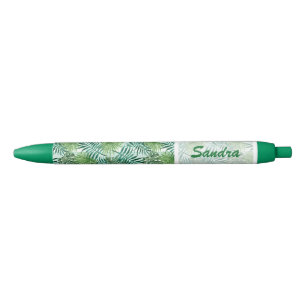 Custom Tropical Hawaiian Green Palm Leaftern Muste Kugelschreiber