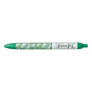 Custom Tropical Hawaiian Green Palm Leaftern Muste Kugelschreiber