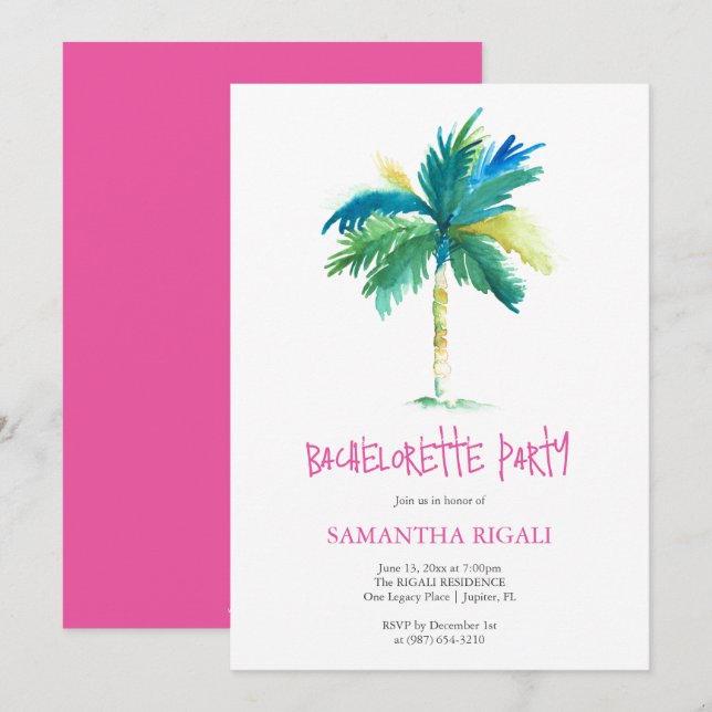 Custom Tropical Invitations Junggeselinnen-Abschie Einladung (Vorne/Hinten)
