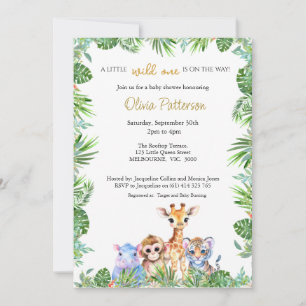 Custom Tropical Jungle Giraffe Tiger Baby Dusche Einladung