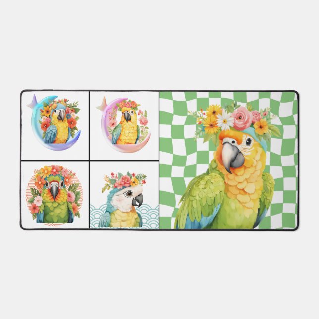 Custom Tropical Parrot Collage Modern Simple Desk Schreibtischunterlage (Vorderseite)