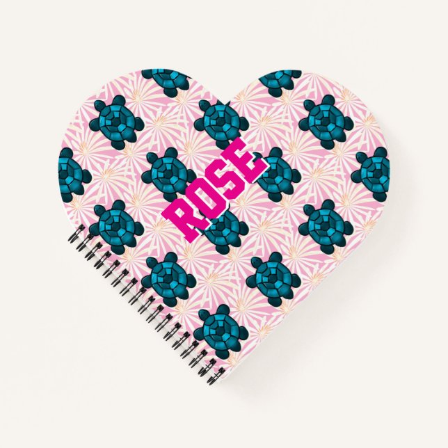 Custom Tropical Turtle Floral Pattern Seamless  Notizbuch (Vorderseite)