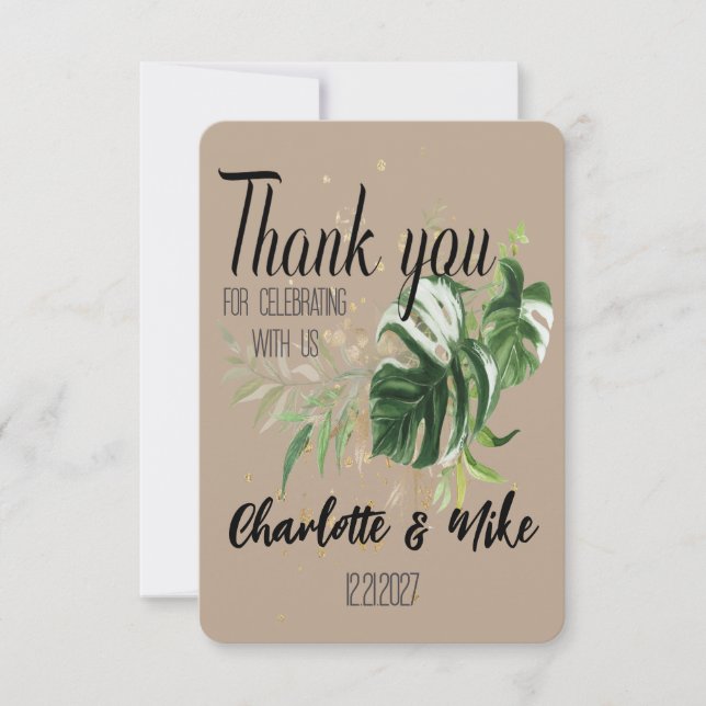 Custom Tropical Wedding Danke, dass Sie Gift Cards Dankeskarte (Vorderseite)