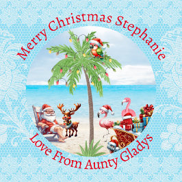 Custom Tropical Weihnachten im Juli Party Lace Blu Geschenkpapier