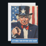Custom Trump Funny Message for Happy 50 th Birthda Einladung<br><div class="desc">Patriotisches Party vibes für die großen 5-0! Diese humorvolle Karte enthält eine Uncle Sam-inspiriert Figur,  die bereit ist,  Ihren Geburtstag zu einer nationalen Feier zu erklären. Ideal für alle,  die Lieben haben,  aus ihrem besonderen Tag eine Touch Rot,  Weiß und Blau Flair zu machen.</div>