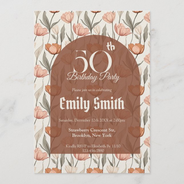 Custom Tulip Themed 20Th Birthday Einladung (Vorderseite)