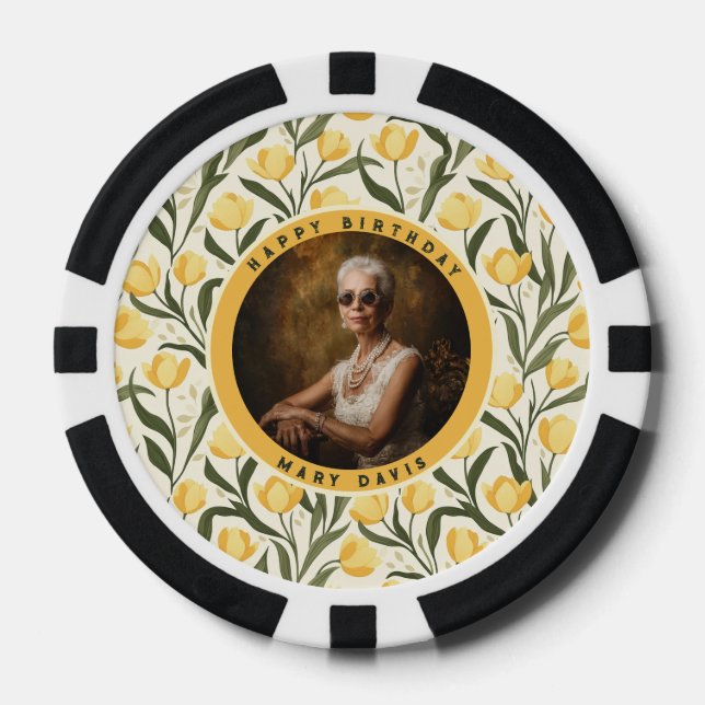 Custom Tulip Themed Girl Birthday Party Pokerchips (Vorderseite)