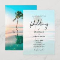 Custom Turquoise Beach Foto Hochzeitseinladung