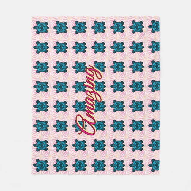 Custom turtle pattern Sherpa Blanket Fleecedecke (Vorderseite)