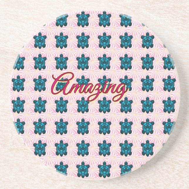 Custom turtle pattern Sherpa Blanket Getränkeuntersetzer (Vorne)