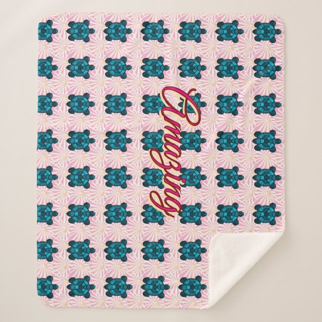 Custom turtle pattern Sherpa Blanket Sherpadecke (Vorderseite)