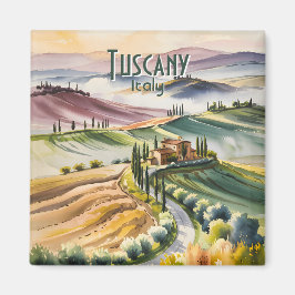 Custom Tuscany Watercolor Rolling Hills Landscape Magnet
