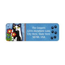 Custom Tuxedo Cat Art Rücksendeadressen-Aufkleber