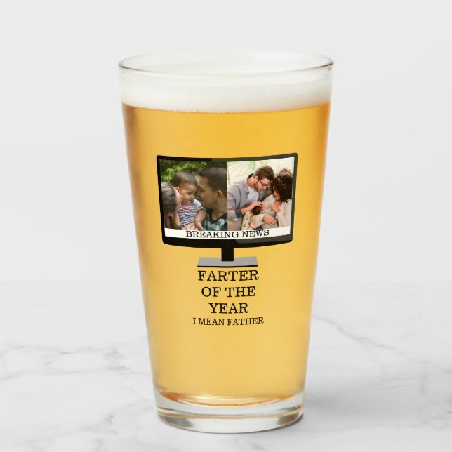 Custom TV-Farter des Jahres lustige Papa 2 Foto Glas (Vorne (Gefüllt))