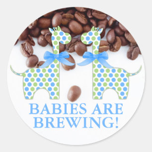Custom Twin Boy Giraffen Babies brauen Runder Aufkleber