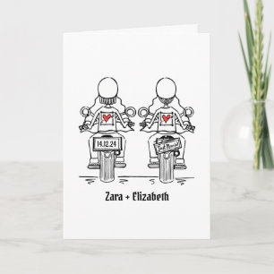 Custom Two Brides Biker Motorrad Abend Hochzeit Einladung