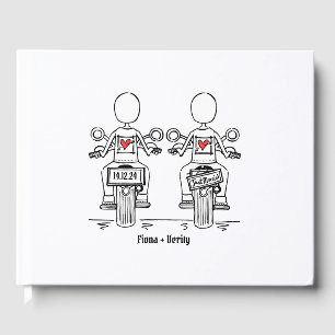Custom Two Brides Biker Motorrad Abend Hochzeit Gästebuch