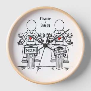 Custom Two Brides Biker Motorrad Hochzeitsuhr Uhr