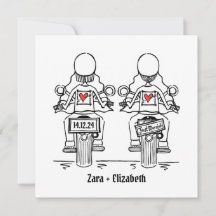 Custom Two Brides Biker Motorrad Lesbian Hochzeit
