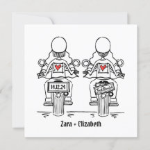 Custom Two Brides Biker Motorrad Lesbian Hochzeit