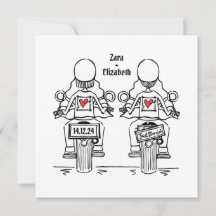 Custom Two Brides Biker Motorrad Lesbian Hochzeit