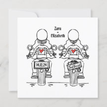 Custom Two Brides Biker Motorrad Lesbian Hochzeit