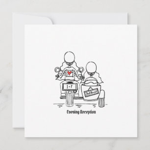 Custom Two Brides Motorrad und Sidecar Abend Einladung