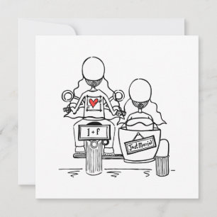 Custom Two Brides Motorrad und Sidecar Wedding Einladung