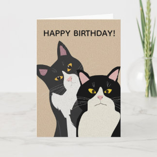 CUSTOM Two Cats Happy Birthday  Karte
