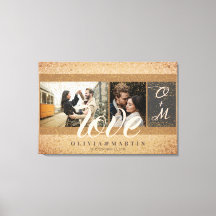 Custom Two Couple Fotos Gold Glitzer Mit Monogramm