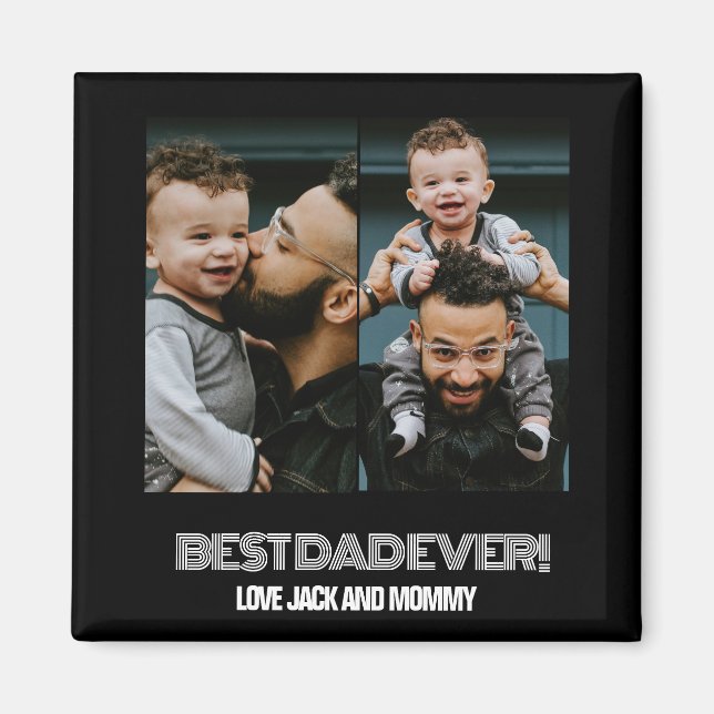 Custom Two Foto Collage Vathage Day Magnet (Vorne)