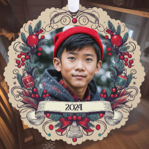 Custom Two Foto Festlicher Weihnachtsfeiertag Ornament Karte