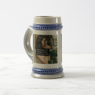 Custom Two Fotos Artwork Slogan Grau Blue Bierglas