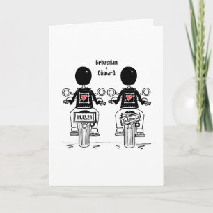 Custom Two Grooms Biker Motorrad Abend Hochzeit Einladung