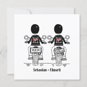 Custom Two Grooms Biker Motorrad Abend Hochzeit Einladung