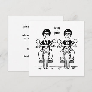 Custom Two Grooms Biker Motorrad Abend Hochzeit Einladung