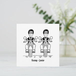 Custom Two Grooms Biker Motorrad Abend Hochzeit Einladung