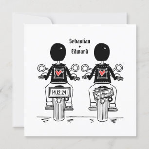 Custom Two Grooms Biker Motorrad Hochzeit Einladung