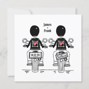 Custom Two Grooms Biker Motorrad Hochzeit Einladung
