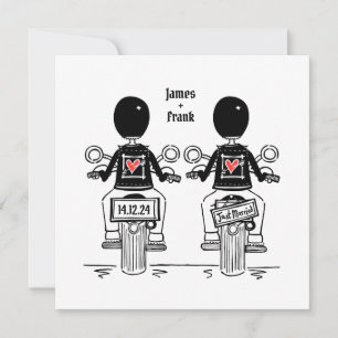 Custom Two Grooms Biker Motorrad Hochzeitsfahrer A Einladung