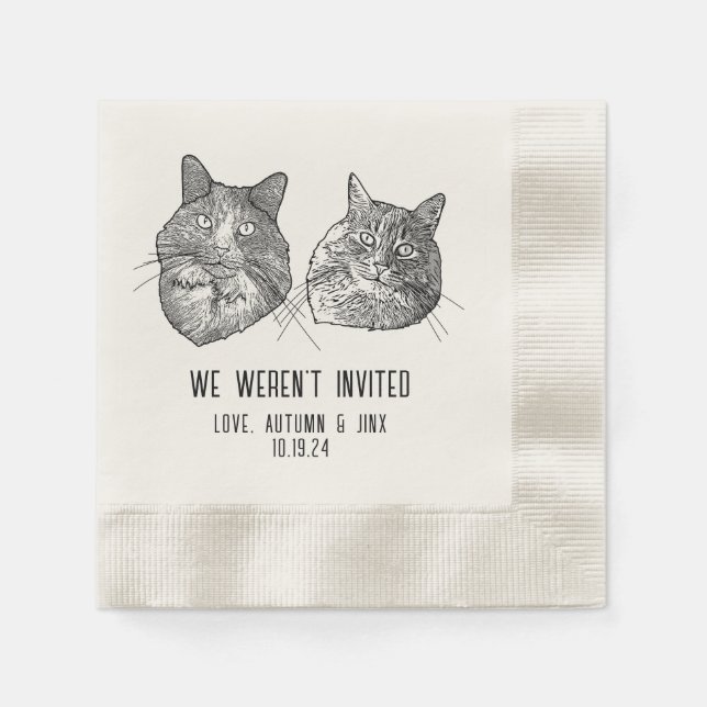 Custom Two Pet Cocktail Napkins Hochzeit Serviette (Vorderseite)