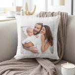 Custom Two Photo Double Sided Family Kissen<br><div class="desc">Create a cozy keepsake with this Custom Two Photo Double Sided Throw Pillow — personalized on both sides for a modern, versatile look. Add one favorite photo to each side, or mix it up with a family portrait on the front and a name, date, or message on the back. Crafted...</div>