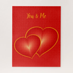 Custom Two Red Hearts, Modern Digital Art Graphic
