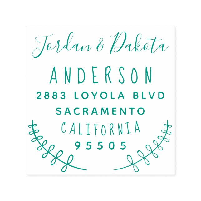 Custom Typografy Verheiratet Couple Rücksendeadres Permastempel (Design)