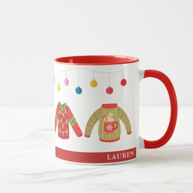 Custom Ugly Sweater Weihnachts-Tasse Tasse (Rechts)