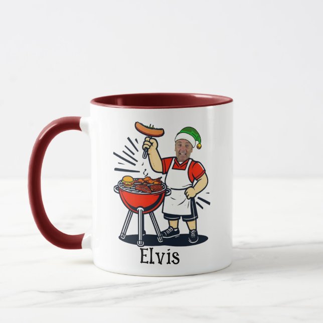 Custom Uncle BBQ Chef Mug - Christmas Photo Gift Tasse (Links)