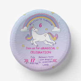 Custom Unicorn Birthday Cake Plate-7" Personalisie Pappteller