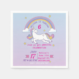 Custom Unicorn Geburtstagsparty Napkins Editable Serviette