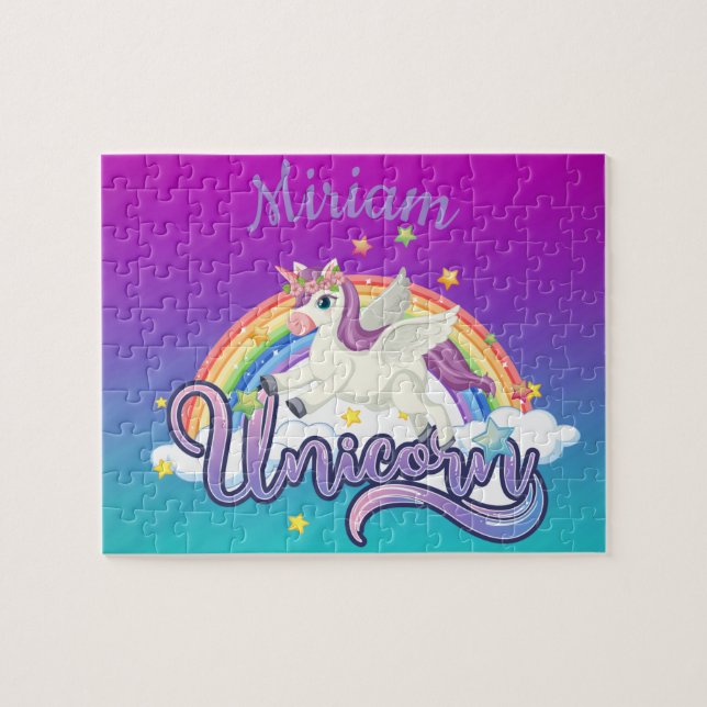 Custom Unicorn Rainbow Personalisiert Jigsaw Puzzl (Horizontal)