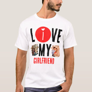 Custom Unique 2 Foto Collage I Liebe Meine Freundi T-Shirt